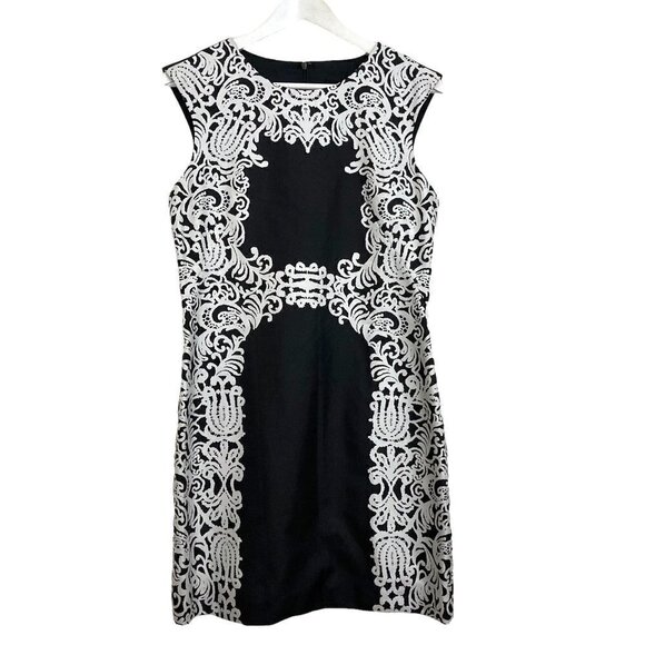 NWT TIBI Violette Sleeveless Black and White Baroque Print Silk Dress - Picture 7 of 13